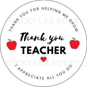 Thank You Teacher Stickers 2” 12 stickers